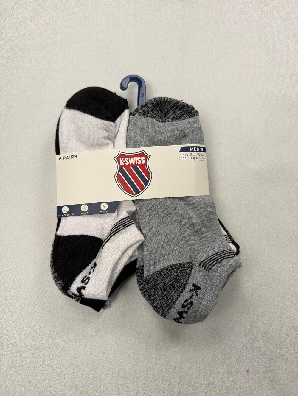 K Swiss Socks Socks Black Gray 2020s Everyday Essential Pack of 6 - Mens 10-13